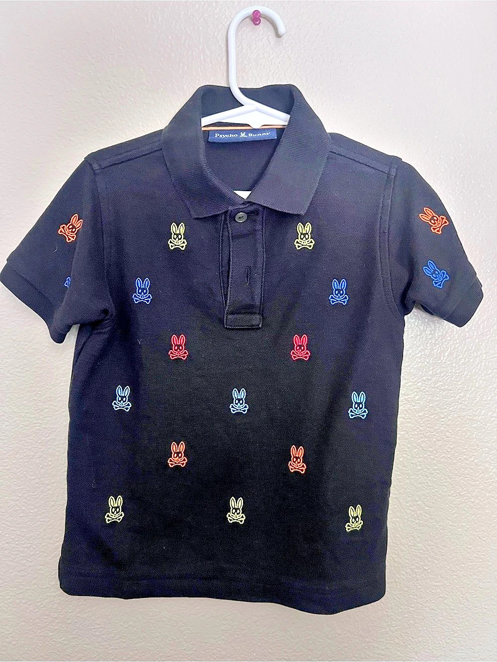 Psycho Bunny Kids Polo Shirt Black Like New